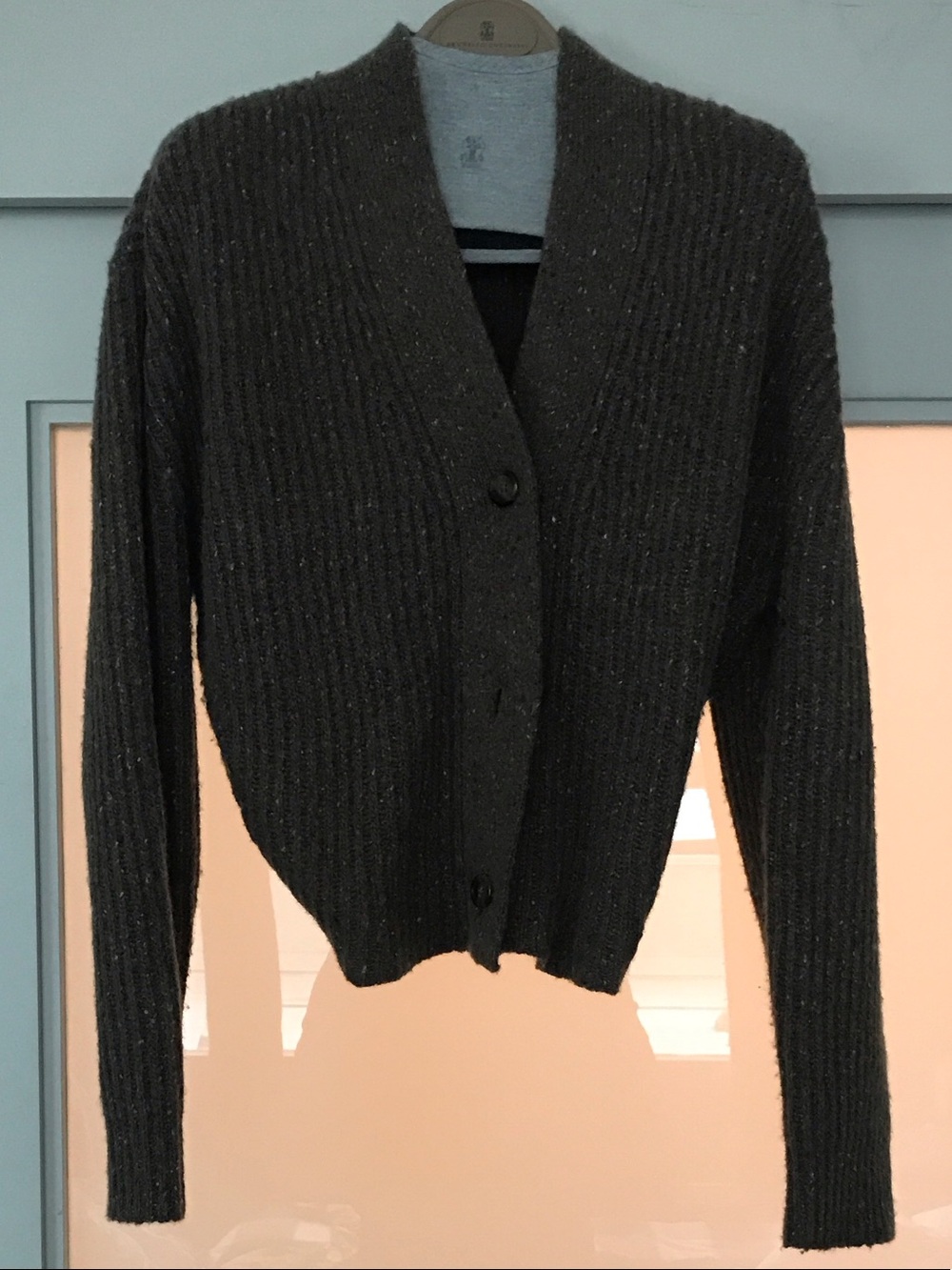 R13 Olive Ribbed Button Cardigan